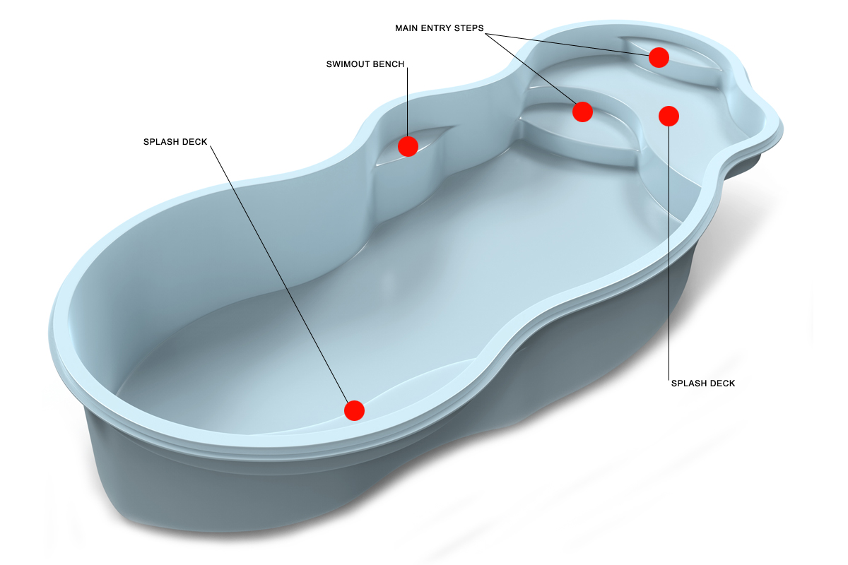 Aurora T35 Fiberglass Pools 3D Rendering